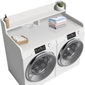 2-Tier Washer and Dryer Countertop, Wooden Washer Dryer Countertop, 27.5" Depth X 54" Laundry Countertop Over Washer and Dryer for Folding Clothes Over Washer and Dryer (White)