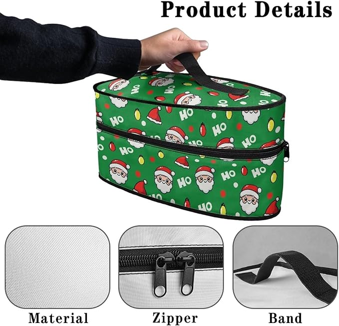 Christmas Steam Iron Storage Case Compatible with Most Iron Lightweight Easy to Clean Iron Portable Storage Bag for Travel or Storage, Santa Claus Hat HOHOHO