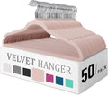 Premium Velvet Hangers - Heavy Duty Pink Non-Slip Space Savers; 50 Pack for Coats, Pants & Dress Clothes