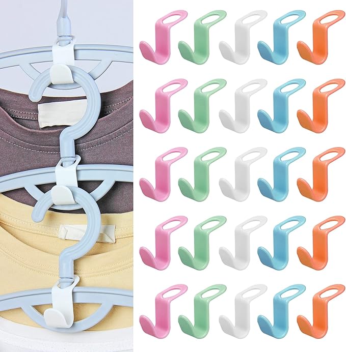 SLMT Space Saving Hanger Extender Hooks 100PCS Clothes Hanger Connector Hooks Closet Organizer for Plastic Hangers