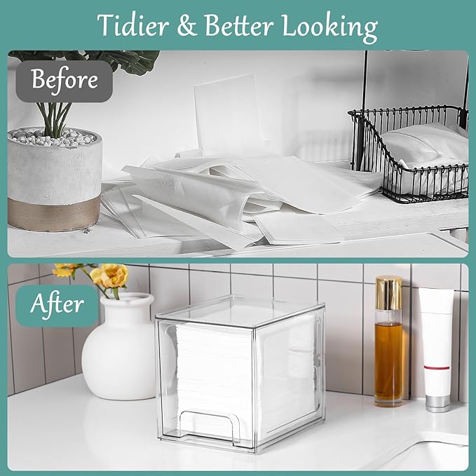 Disposable Face Towel Holder Intended For Face Towels XL, Facial Towel Storage Box Dispenser For Clean Towels For Bathroom