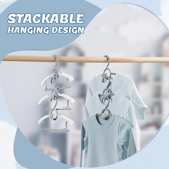 100Pack Baby Hangers for Closet Adjustable, 11~14inch Extendable & Stackable Kids Hangers, Non-Slip Plastic Kid Hangeres, Toddler Hangeres for Infant Baby Toddler Children Nursery Teen