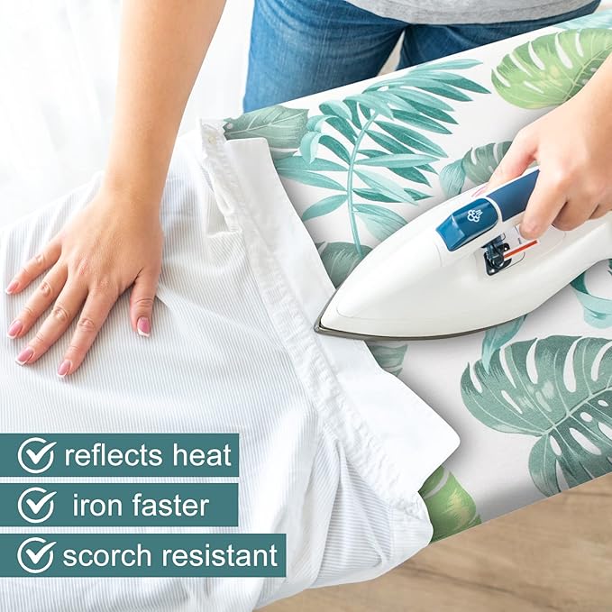 Ironing Board Cover and Pad 15" x 54", 4 Layers Extra Thick Iron Board Cover, Standard Size Ironing Board Cover Scorch Resistant Elastic Edge and Loop Fastener Strap
