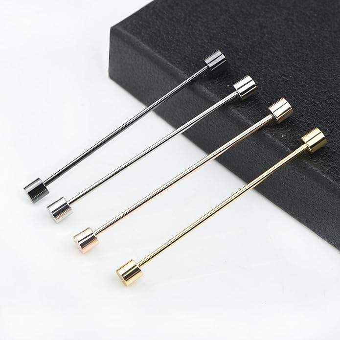 Classic 4-Piece Set Solid Brass Collar Bar for Men Multi-Style Metal Anti-Curl Shirt Collar Stays Tie Pins