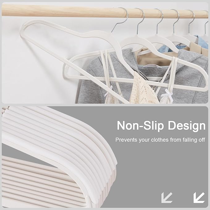VECELO 50 Pack Clothes Hangers, Non-Slip Plastic Coat Hanger, 360°Swivel Hook & Space Saving for Bedroom Closet, Great for Shirts, Pants, Excellent Heavy Duty