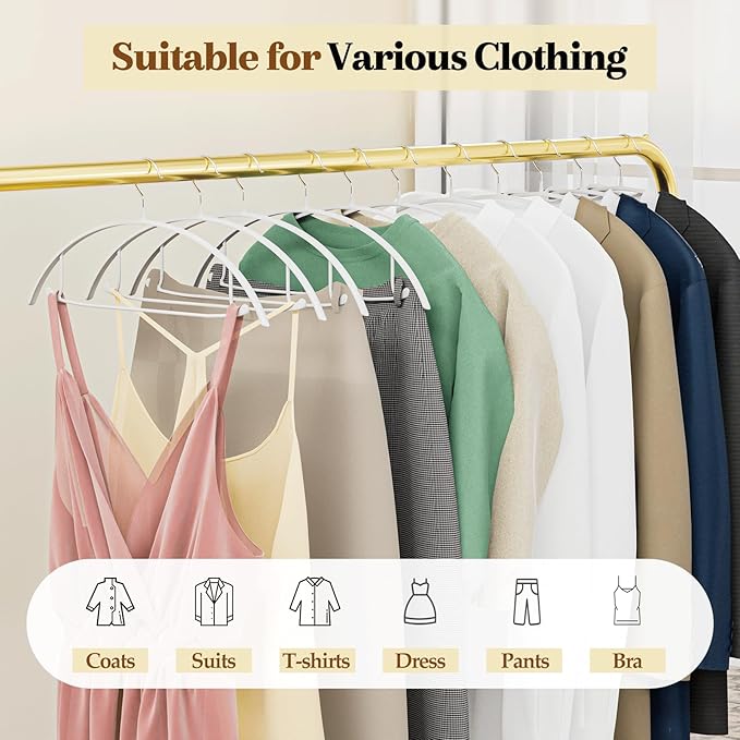 Heavy Duty Metal Suit Hangers 40 Pack, Non-Slip PVC Coating, No Shoulder Bumps, Space Saving Clothes Hangers for Sweaters, Coat, Shirts, Skirt, Jackets, White