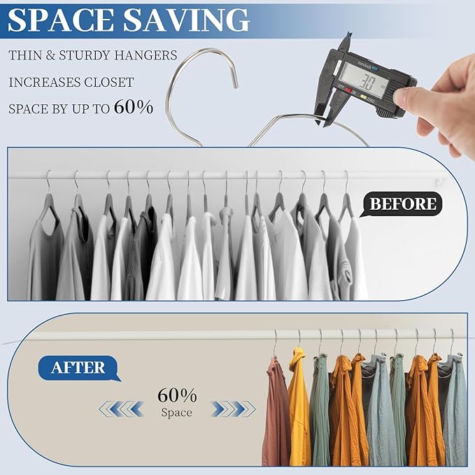 LemonRoad 50 Pack Short Neck Metal Hangers for Clothes 16" Heavy Duty Stainless Steel Wire Closet Hangers Ultra Thin Space Saving for Home Dorm Laundry (Sliver,Wire Short Neck)