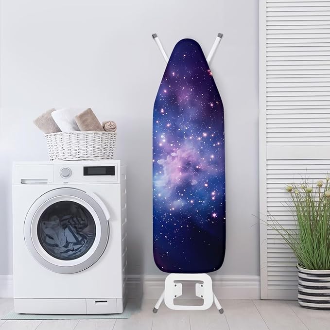 Starry Sky Standard Ironing Board Cover with Elastic Edge & Adjustable Fastener Stain Resistant Easy-Fit Ironing Replacement Cover Fit for 15" x 54" Boards