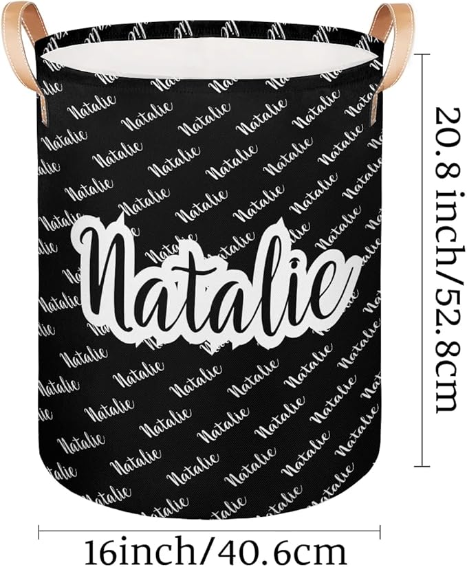 Personalized Laundry Basket, Custom Gift Laundry Hamper, Collapsible Nursery Waterproof Laundry Baskets, Dirty Clothes Toy Hamper with Handles Name Black