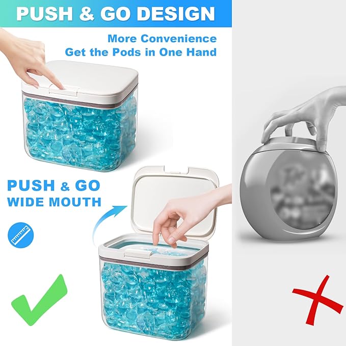 Laundry Pods Container, 1 Pack 4.76 qt. / 152 fl oz Powder Holder Dispenser for Laundry Room Organization Decor, Plastic Pod Beads Detergent Containers for Storage