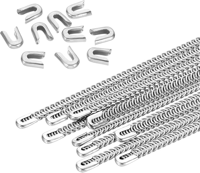 PATIKIL 10 Pcs 8 Inch 304 Stainless Steel Metal Steel Spiral Corset Boning, Metal Boning with 10pcs 5mm Boning Tips for Sewing Corset, Making Costume,Hoop Skirt, Collar (5mm Wide)