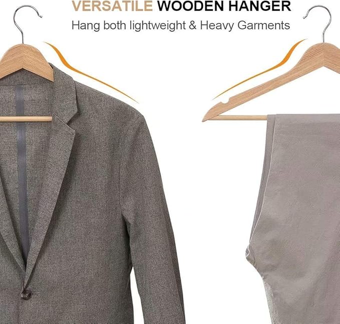 ELONG HOME Plastic Clothes Hangers 20 Pack and Solid Wooden Hangers 20 Packs