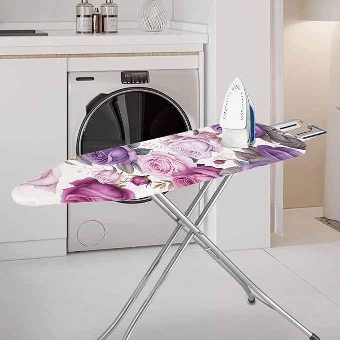 Floral Ironing Board Cover and Pad 15x54 Inch, Iron Board Cover with Padding, Iron Board Cover Large Fits All Standard Sizes, Scorch Resistant, Extra Thick Covers with Elastic Edge