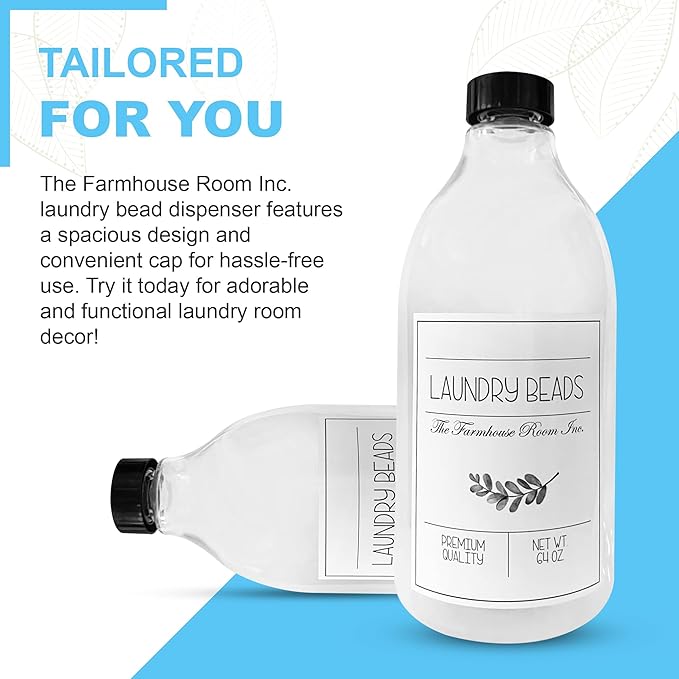 Laundry Beads Dispenser Bottle - Scent Beads Container for Laundry Room Organization - 1/2 Gallon BPA Free & PET Plastic Bottle for Laundry Beads with Waterproof Label - 64 oz