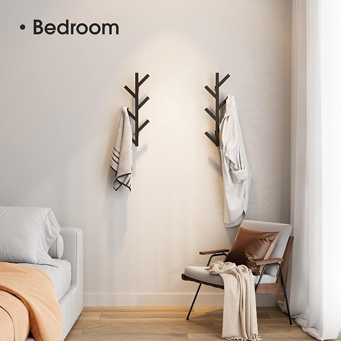 RRG Vertical Coat Rack Wall Mounted 16 Inch, Metal Vertical Hat Rack for Wall, Modern Coat Rack Tree for Hats, Jackets, Bags, Entryway Bedroom (Height 16")