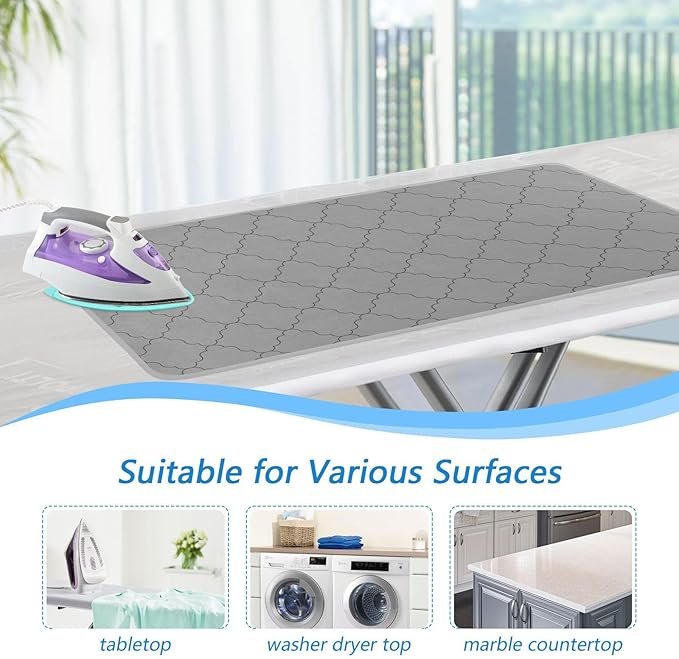Ironing Mat &Pad Magnetic Heat Resistant Pads Portable Travel Ironing Blanket Ironing Board Covers 27.6x47.2Inches Monochrome Geometric Quatrefoil Grey14