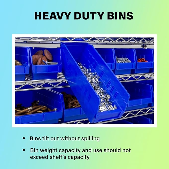 Akro-Mils 30128 Plastic Shelf Bins, Heavy Duty Storage Bins for Garage, Closet, and Drawer Organization, 18-Inch x 4-Inch x 4-Inch, Red, 12-Pack