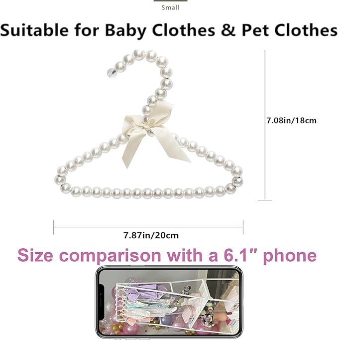 6Pack Baby Pet Dog Clothes Hangers, Mini Cute Pearl Hangers