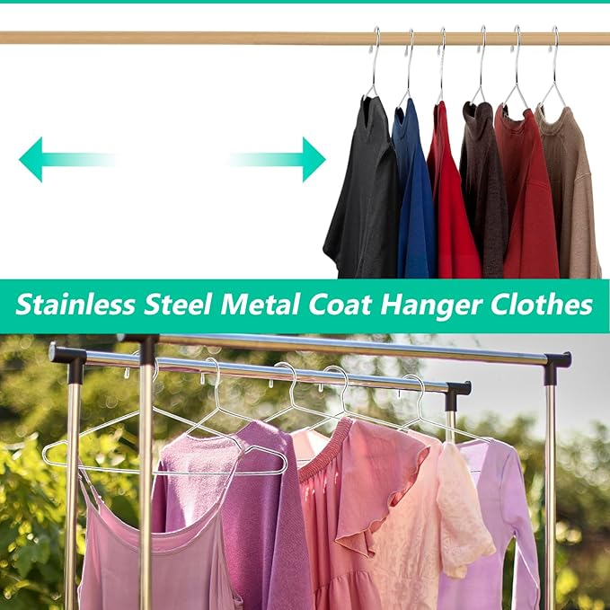 Jeffbaubl 40 Pack Wire Hangers, 16.5 Inch Space Saving Metal Hangers, Stainless Steel Strong Hanger, Heavy Duty Wire Clothes Hanger for Hanging Coats T-Shirt Suits Jackets Shirts