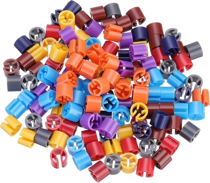 MECCANIXITY Clothes Hanger Markers Blank Tags Fit 3.5mm Rod for Garment Color Coding Red/Purple/Orange/Bright Blue/Brown/Orange Yellow/Dense Blue/Gray 150pcs