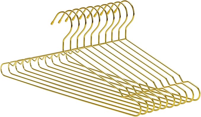 Nature Smile 45CM Heavy Duty Metal Hangers, Space Saving Suit Hangers, Metal Clothes Hangers, Coat Hanger, Standard Suit Hangers Ideal for Everyday Use, 10 Pack, Gold