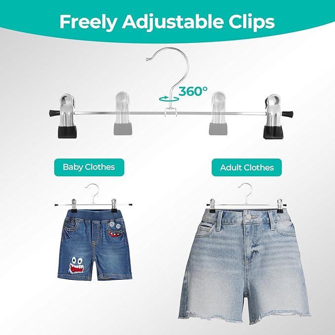 GoodtoU Pants Hangers with Clips - Metal Hanger with Adjustable Clips 36 Pack for Pant Jeans Skirt Boots, Heavy Duty Non-Slip