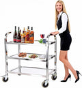 tonchean Stainless Steel Utility Cart 30x16x33 inch 3 Tier Restaurant Carts with Lockable Wheels Serving Rolling Carts for Restaurant Catering Home Commercial Grade & Easy Assembly 400 lbs Capacity