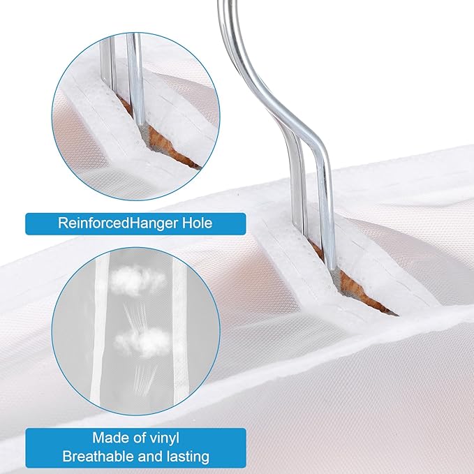 24 Pcs Garment Covers for Hanging Clothes, 24 x 12 x 2 Inches Plastic Shoulder Cover Dust Covers Clothes Protectors Breathable with 2 Inch Gusset for Closet Storage Suit Coats Jackets Dress