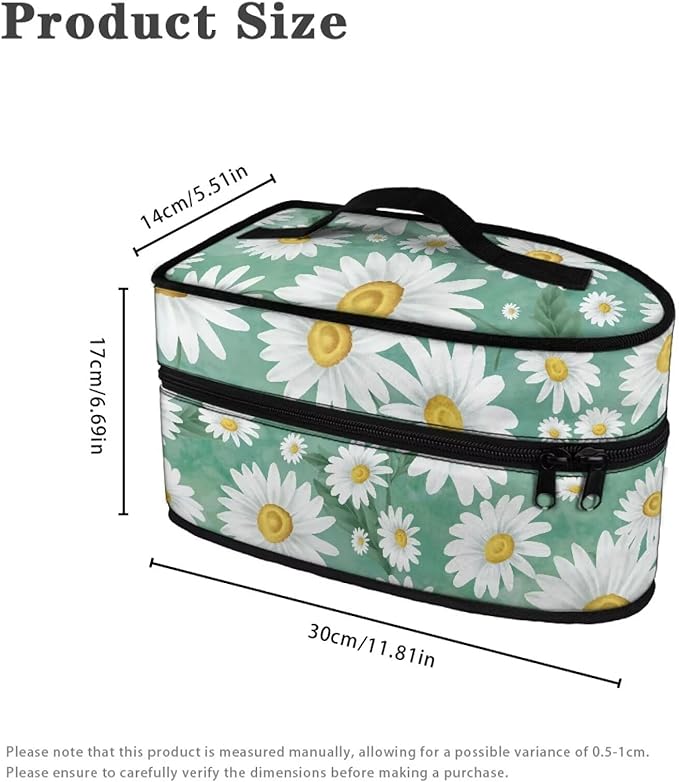 Daisy Green Iron Tote Bag Stain Resistant Travel Irons Storage Box Washable Protective Carrying Bag with Handle Compatible with Most Irons