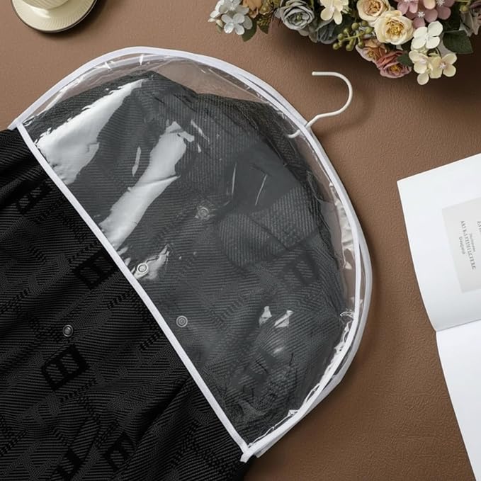 Patelai 8 Pcs 2" Gusseted Shoulder Covers for Hanging Clothes 24" Length x 12" High Plastic Garment Dust Covers Protectors for Closet Storage Suit, Coats, Jackets, Dress Closet Storage (Transparent)