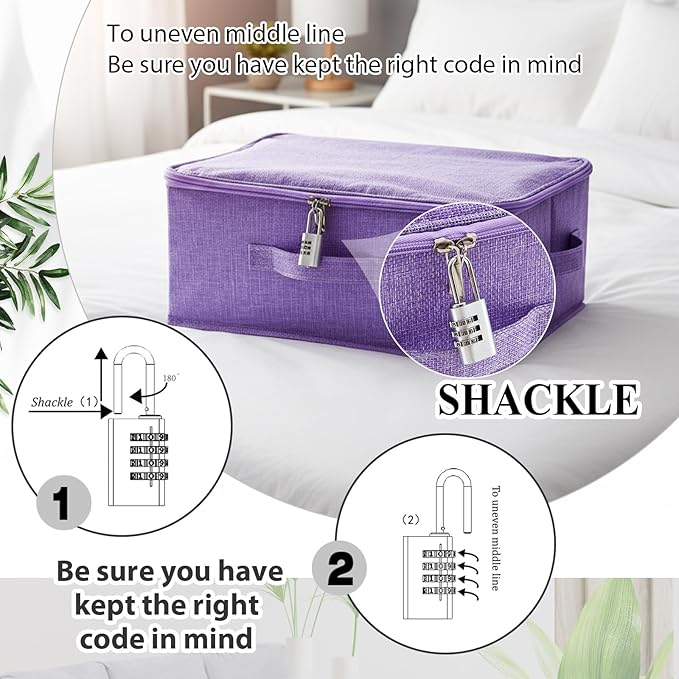 Discreet Lockable Toy Bag Storage Organizer Toy Bag Storage Bins Case with Zipper Lid for Women and Men Clothes Container(Purple,15 x 10 x 6.3 Inch)