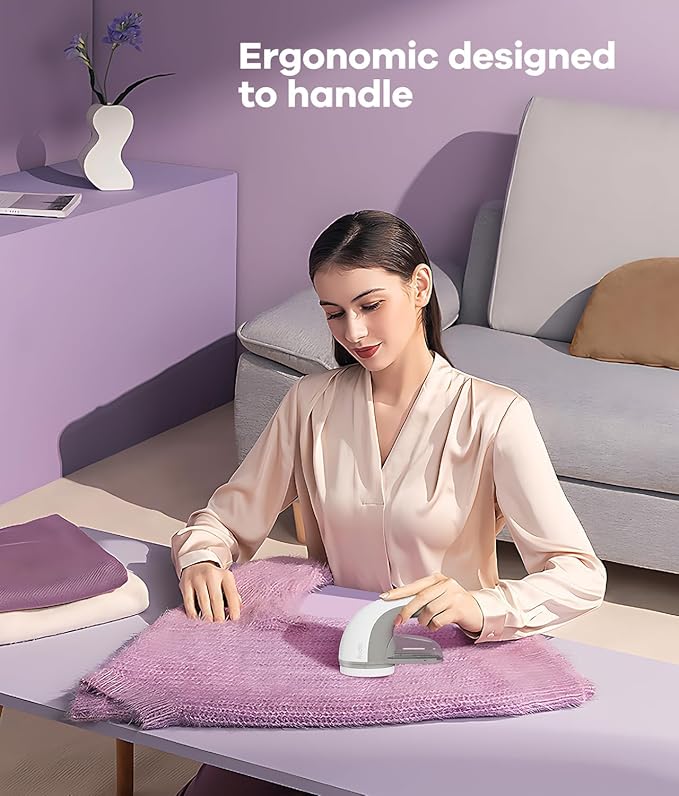 Lint Remover, Sweater Shaver with 6-Leaf Blades & Safety Lock, Fabric Shaver for Clothes and Furniture, Fabric Shaver Lint Shaver 4 Times Efficiency to Remove Pilling