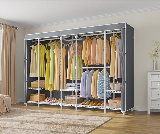 VIPEK Cover ONLY for V40 Plus/V50 Garment Rack, Dustproof Oxford Fabric Clothing Rack Cover with Zipper & Straps, 90.9" L X 17.3" W X 74.4" H, Grey