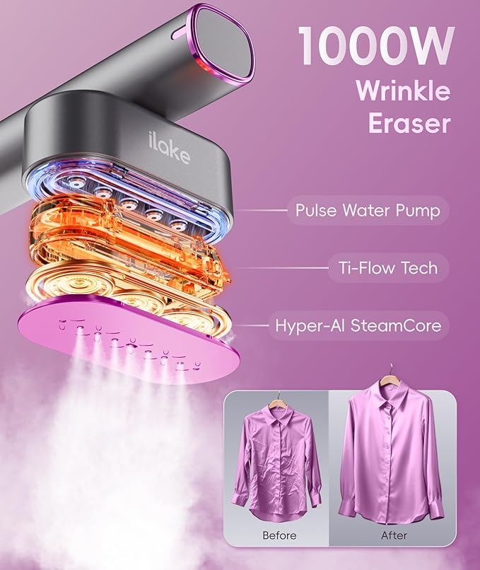 Steamer for Clothes, 1000W Portable Garment Steamer Travel Size, 100-240V Dual Voltage, 120ml Tank Handheld Steam & Iron 2 in 1, for Home, Business, Global & Europe Traveling, Space Grey