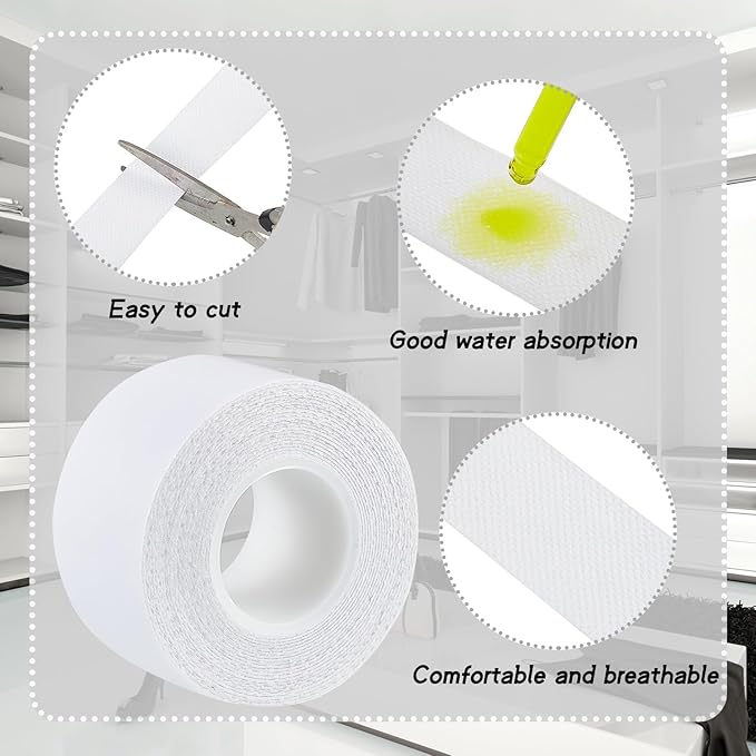 Jecery 4 Rolls 2 Rolls Sweat Pads Collar Protectors for Men Shirts, Disposable White Shirt Neck Tape, Dress Hat Collar Self Adhesive Invisible Liner Patch Against Sweat Stain (1.18 Inch)