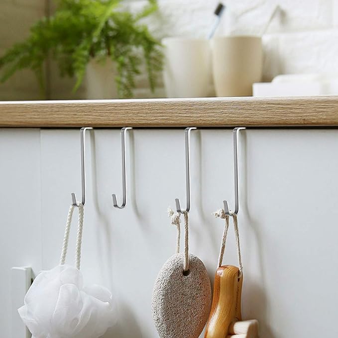12 Pack Heavy Duty Stainless Steel Door Hanger Door Hooks Adjustable Over The Door Hook for Clothes Hanging Hats Keys Towels Coats Handbags Ornaments