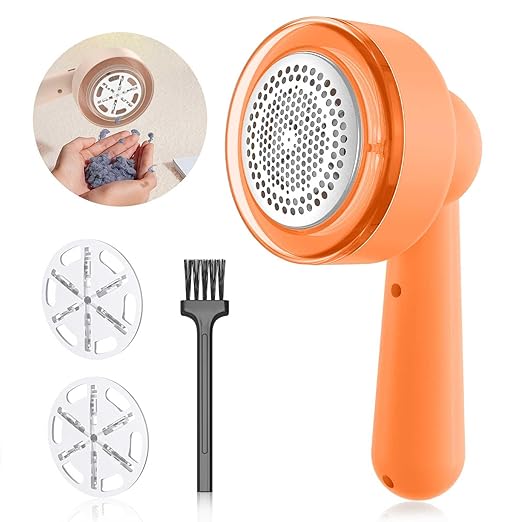 Fabric Shaver Lint Remover, Electric Lint Shaver with 3-Gears and 6-Blades, USB Rechargeable Sweater Defuzzer Lints Fuzzs Pills Pilling Trimmer for Clothes, Sweater, Couch