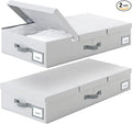 Cupic Cupid 6.5" Foldable Underbed Storage Box with Lid, 58L Standard Under Bed Storage Containers with Reinforced Bottom for Bedroom Closet Organization, Sturdy Clothes & Shoe Organizer,2 Pack,Grey