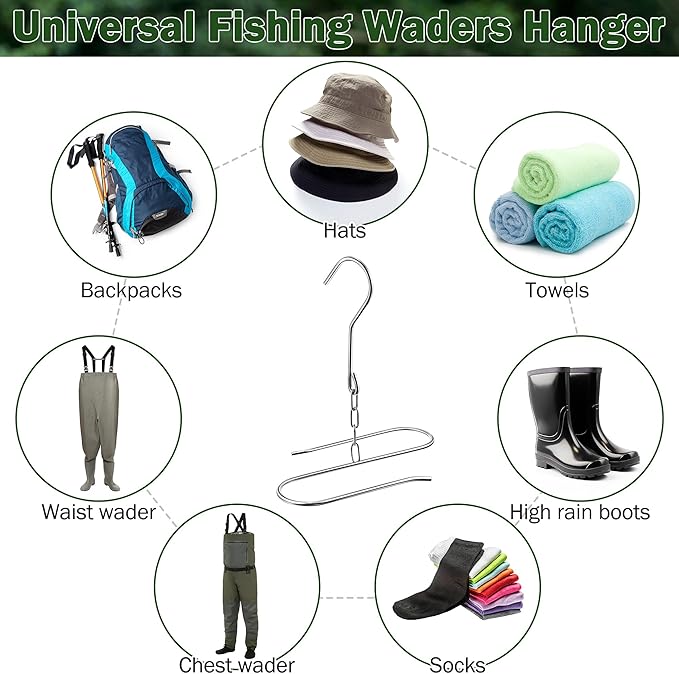 Dreyoo 2 Pieces Fishing Wader Boot Hangers, Stainless Steel Waders Hanger for Drying Fishing Waders, Boot Drying Rack Wall Mount, Shoe Dryer Rack for Storage Drying