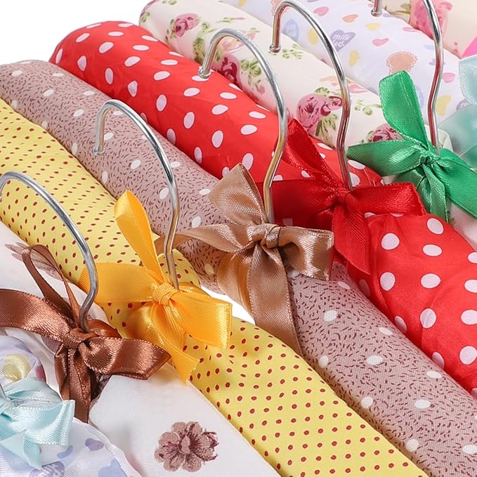Unomor 10 Pack Cloth Coating Hangers 14.96In Non-Slip Pastoral Floral Clothes Hangers for Jackets Dresses Suits and Laundry Organization
