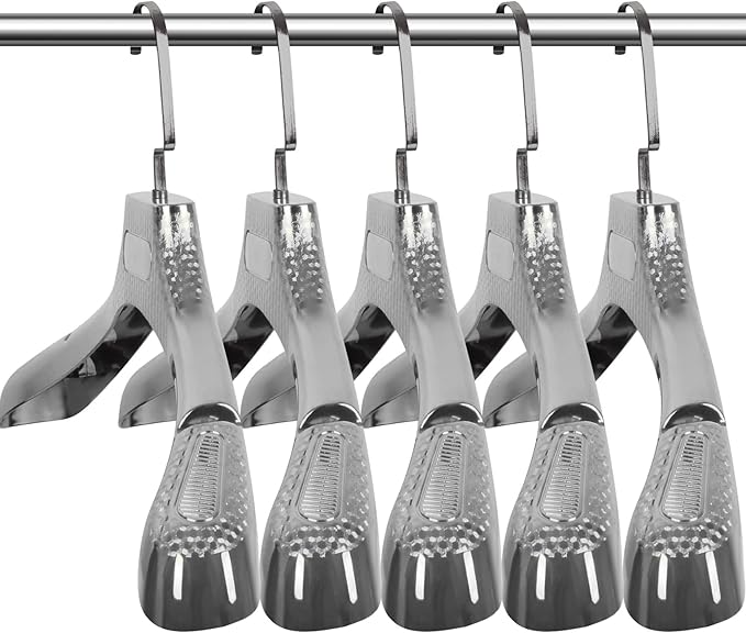 DEDU Suit Hangers for Men 20 Pack, Sweater Hangers No Shoulder Bump Non Slip Width 17.7", Plastic Clothes Hangers Silver Gray with Metal Hook
