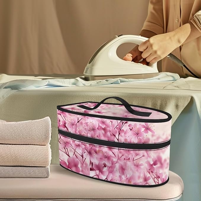 Rchsmod Butterfly Cherry Blossom Print Steam Iron Case Lightweight Travel Steamer Carrying Case Iron Storage Bag Iron Accessories, Case Only