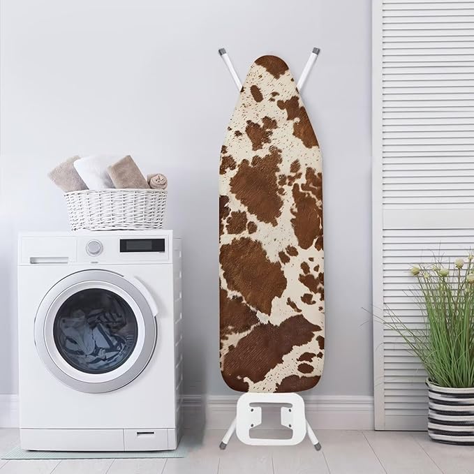 Brown Cow Replacement Fabric Ironing Covers Durable & Reusable Stain Resistant Standard Size Ironing Board Cover with Elastic Edge Christmas Decor