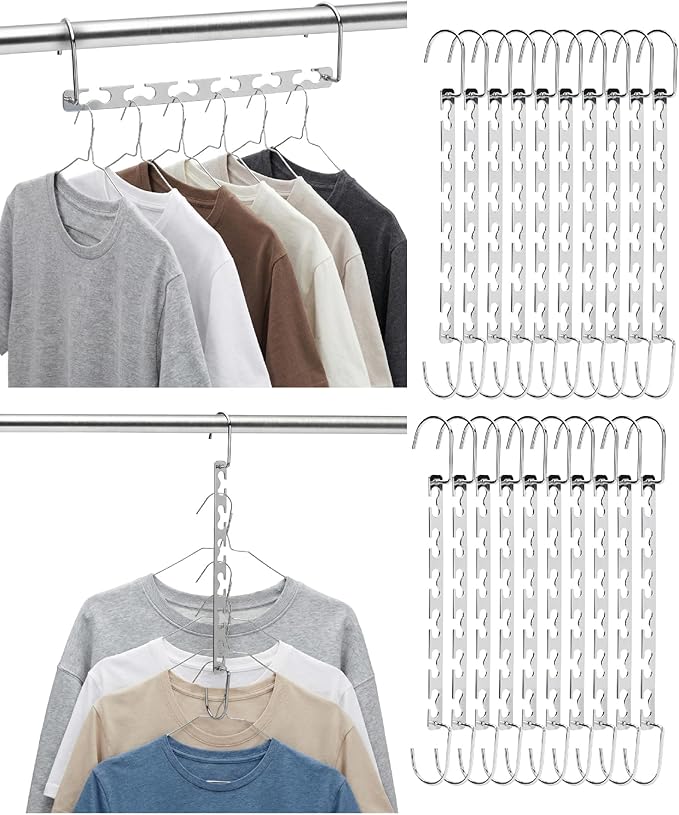 Mr. Pen- Metal Space Saving Hangers for Clothes, 20 Pack, 6 Slots, 360° Rotating Hooks, Metal Hangers, Wardrobe Organizer, Magic Cascading Hanger, Closet Space Saver, Closet Organizers and Storage