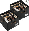 Cupic Cupid 2 Pack Shoe Organizer for Closet, Fits up to 12 Pairs, Shoe Cubby Storage Containers with Clear Cover, Black