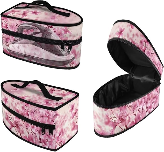 Rchsmod Butterfly Cherry Blossom Print Steam Iron Case Lightweight Travel Steamer Carrying Case Iron Storage Bag Iron Accessories, Case Only