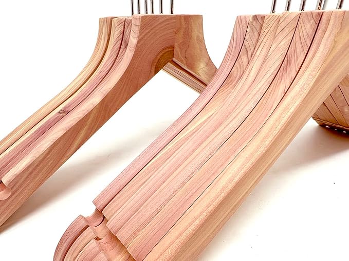 Cedar Elements Big Kids Cedar Hangers – French Flat Top Style 12 Pack for Kids Size 4T-10 (No Pant Bar)
