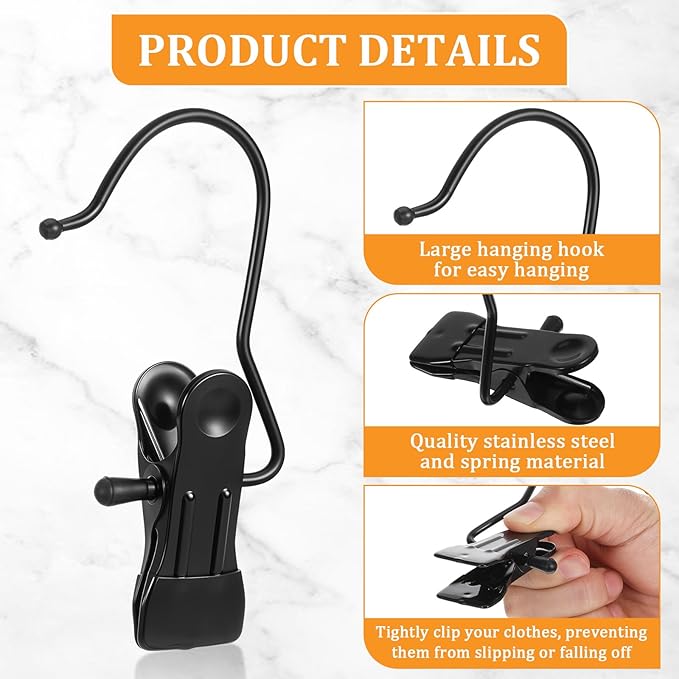 50Pcs Boot Hanger Clips for Closet, Portable Laundry Hooks with Clips, Heavy Duty Boot Hanging Clips, Boot Hangers Space Saving for Boots Pants Jeans Clothes Hats Tall Towels