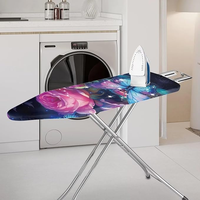 Flashideas Butterfly Rose Ironing Board Cover and Pad 15 x 54 Heavy Duty Iron Board Covers Standard Size Padding Decorative Covers for Most Iron Boards Ironing Pad Cover