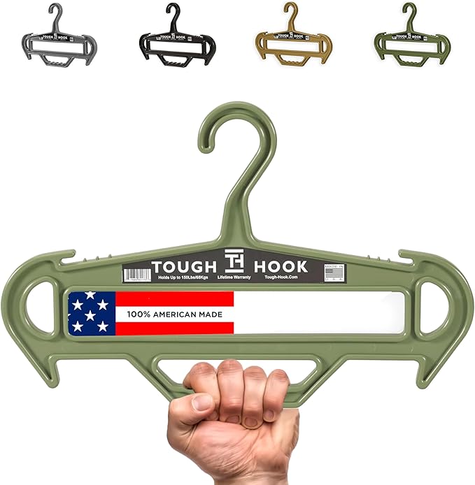 Tough Hanger XL - A Beast of a Hook – American Made ABS Resin, X-Large | Police Gear, Scuba Gear & Dive BCD – 180-lb Cap Wetsuit DuraResin with Built in Carry Handle,The Indestructible Hanger,1 Gray